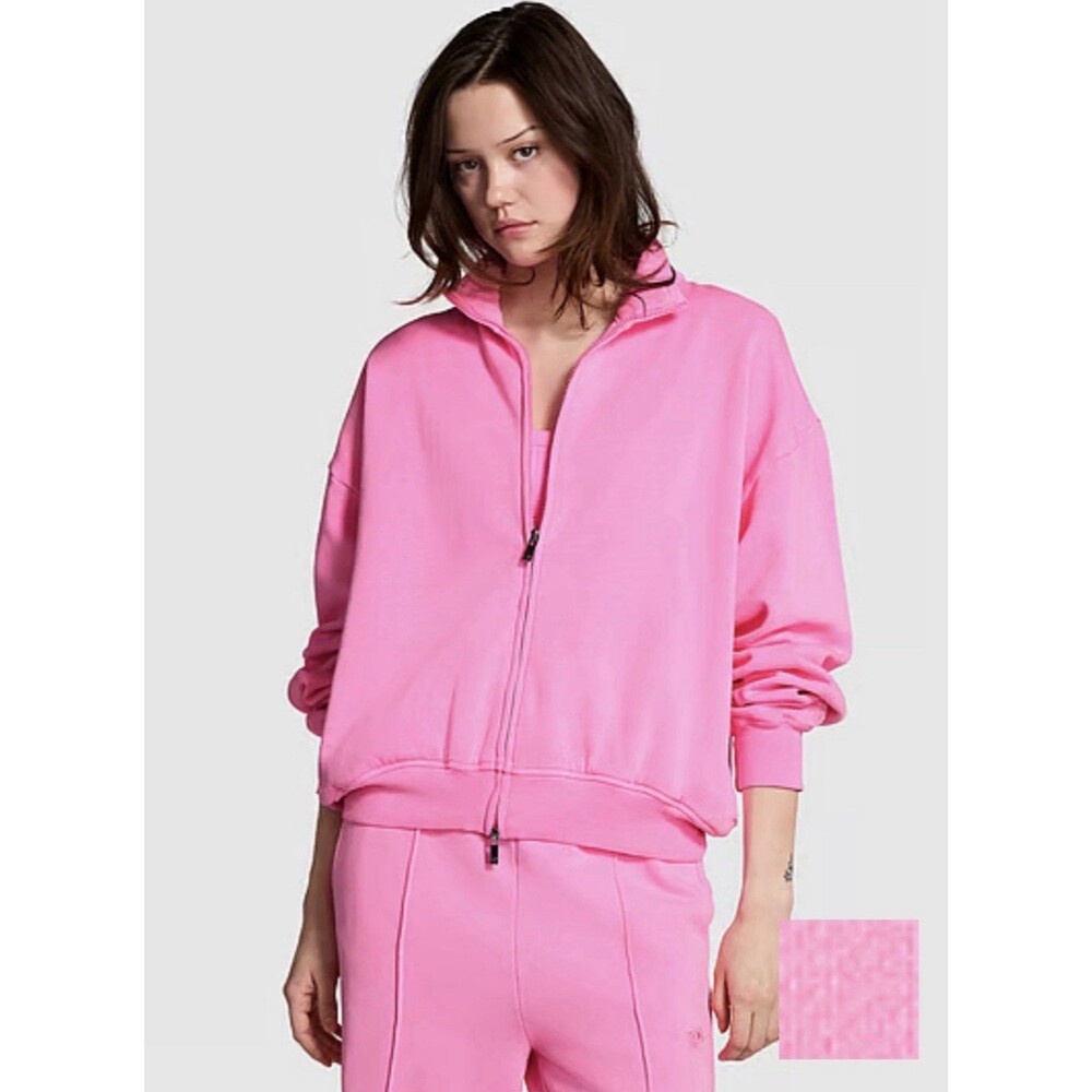 Victoria's Secret PINK Ivy Fleece Campus Full-Zip Hoodie Pink XL NWT